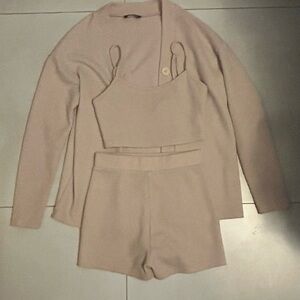 SHEIN Tan Jumpsuit Cozy Knit Romper